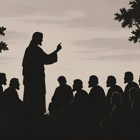 Silhouette of a man giving a speech to a group of peopleの素材