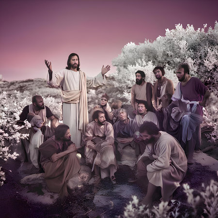 Jesus Christ with the Holy Family in the Garden of the Rosaryの素材