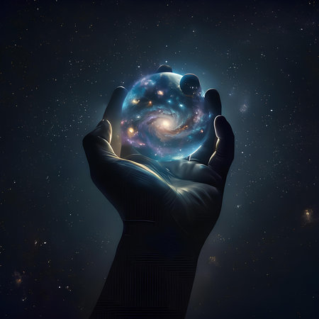 Hands holding planet. Elements of this image are furnished by NASAの素材