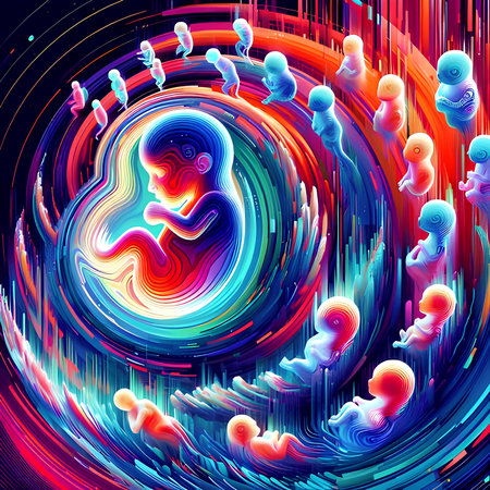 Sperm and egg in the womb. Vector illustration of sperm and egg.の素材