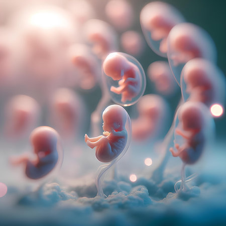 Spermatozoons floating in the water. 3d illustrationの素材