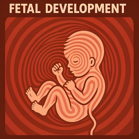 Vector illustration of a human fetus in the womb. The symbol of the development of the embryo.の素材