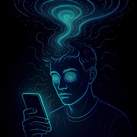 A man with a mobile phone in his hands. Vector illustration.の素材