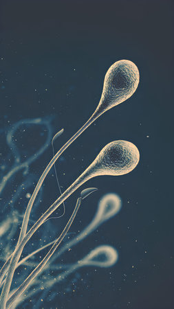 Spermatozoons floating in the air. 3d illustrationの素材