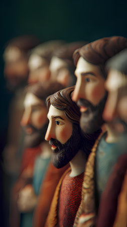 Ceramic figurines of Jesus Christ in a churchの素材