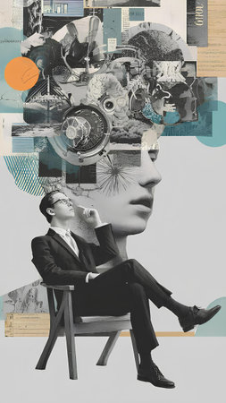 Portrait of a young businessman sitting on a chair and looking at the camera. Business conceptの素材