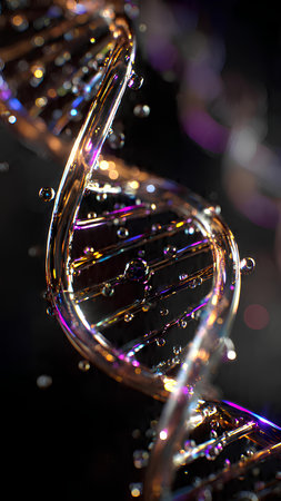 DNA strands in water with bokeh background, close-upの素材