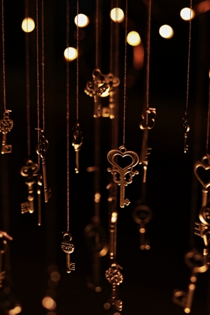 keys hanging in the roomの写真素材