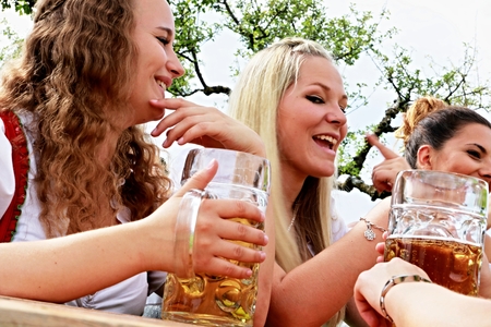 young girls having fun at the garden partyの写真素材