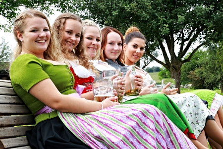 young girls having fun at the garden partyの写真素材