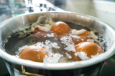 boiling off eggsの写真素材