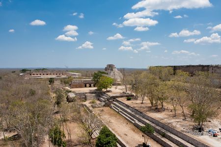 uxmal temples in mexicoの写真素材