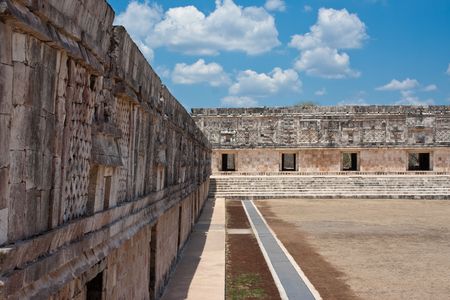 uxmal temples in mexicoの写真素材