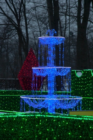 Warsaw Wilanow Park at nightの写真素材