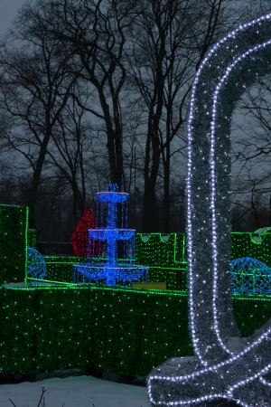 Warsaw Wilanow Park at nightの写真素材