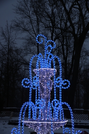 Warsaw Wilanow Park at nightの写真素材