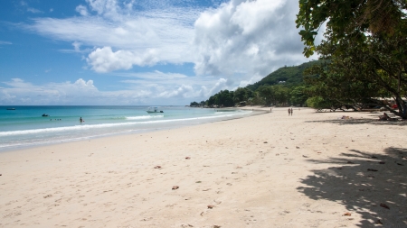 Baie Beau Vallon Beach in Seychellesの写真素材