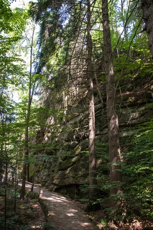 Szklarki Waterfall in Karkonosze Mountains in Polandの写真素材