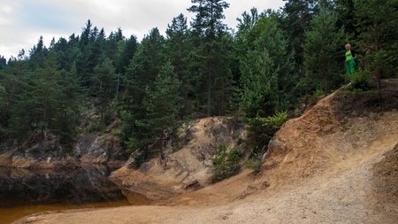 Colorful Lakes in Poland Rudawice Slaskieの写真素材