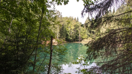 Colorful Lakes in Poland Rudawice Slaskieの写真素材