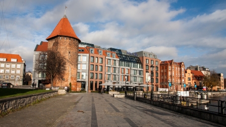 Gdansk Old Town in Poland on a sunny dayの写真素材