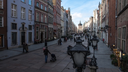 Gdansk Old Town in Poland on a sunny dayの写真素材
