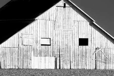 Side of American Barn in Black and Whiteの写真素材