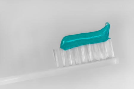 White Toothbrush with Tooth Paste Macroの写真素材