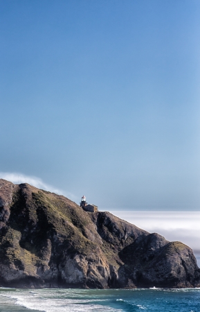 Vertical Image of Pico Blanco Lighthouse near Big Sur, Californiaの写真素材