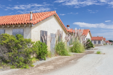 Abandoned Buildings at Historic Fort Ord Take on Ghost Town Appearanceのeditorial素材