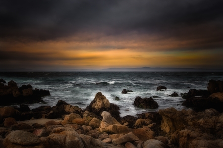 November Sunset Over Monterey Bayの写真素材