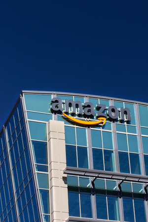 SANTA CLARA,CA/USA - FEBRUARY 1, 2014: Amazon building in Santa Clara, California.  Amazon is an American international electronic commerce company. It is the world's largest online retailer.のeditorial素材