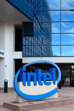 SANTA CLARA, CA/USA - MARCH 1, 2014:  Intel Sign at Corporate Headquarters. Intel is a multinational...