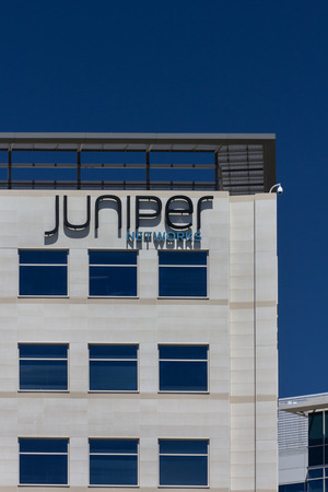 SANTA CLARA, CA/USA - MAY 11, 2014:  Juniper Networks Building in Silicon Valley. Juniper Networks, Inc. is an American manufacturer of networking equipment.のeditorial素材