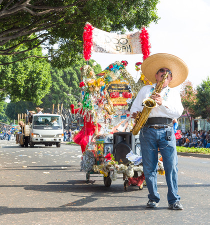 PASADENA, CA/USA - NOVEMBER 15, 2014: Unidentified participants and merry-goers at the 37th annual Pasadena Doo Dah Parade. The Doo Dah Parade is a satirical parody of the Tournament of Roses parade.のeditorial素材