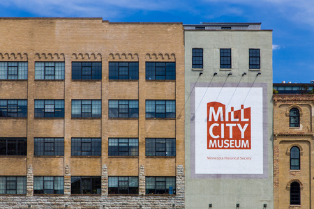 MINNEAPOLIS, MN/USA - AUGUST 5, 2015: The Mill City Museum. Mill City Museum is a Minnesota Historical Society museum on the banks of the Mississippi River.のeditorial素材