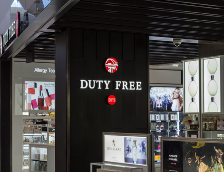 LOS ANGELES, CA/USA - AUGUST 4, 2015: DFS Galleria store. DFS is a major luxury travel retailer with duty free airport locations.のeditorial素材