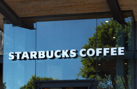 ANAHEIM, CA/USA - OCTOBER 10, 2015:Starbucks Coffee shop exterior. Starbucks is an American global...