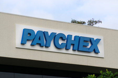 COSTA MESA, CA/USA - OCTOBER 17, 2015: Paychex corporate building. Paychex, Inc. is a provider of payroll, human resource, and benefits outsourcing solutions.のeditorial素材