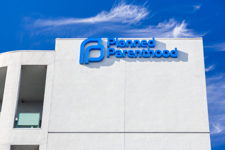LOS ANGELES, CA/USA - NOVEMBER 8, 2015: Planned Parenthood clinic exterior and logo. Planned...