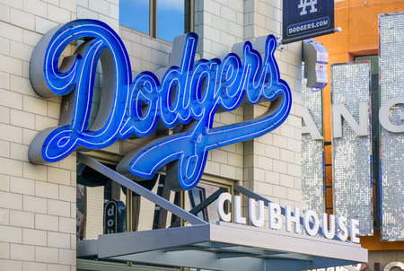 uNIVERSAL CITY, CA/USA DECEMBER 22, 2015: Los Angeles Dodgers Clubhouse retail store entrance and sign.のeditorial素材