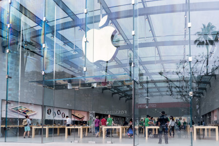 SANTA MONICA, CA/USA - MAY 12, 2016: Apple store entrance and sign. Apple Inc. is an American...