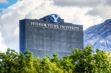 PROVO, UT/USA - OCTOBER 2, 2016: LaVell Edwards Stadium on the campus of Brigham Young University. BYU is a private research university owned by The Church of Jesus Christ of Latter-day Saints.のeditorial素材