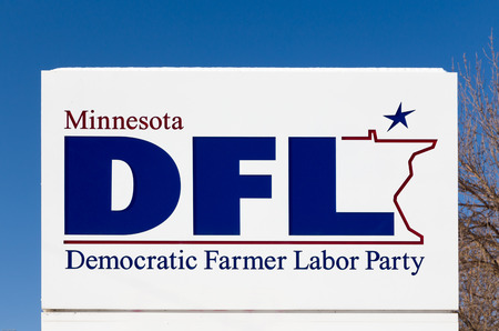 ST. PAUL, MN/USA - JANUARY 14, 2017: Minnesota DFL party sign and logo. The DFL is a social liberal political party in the U.S. state of Minnesota.のeditorial素材