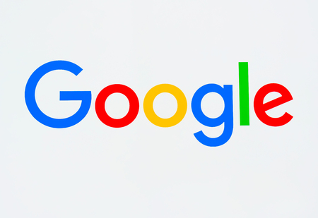 MOUNTAIN VIEW, CA/USA - JULY 30, 2017: Google corporate headquarters and logo. Google is an American multinational technology company that specializes in Internet-related services and products.のeditorial素材