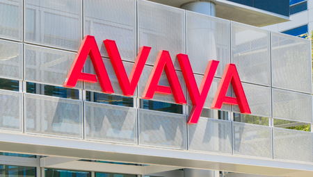 SANTA CLARA, CA/USA - JULY 29, 2017: Avaya corporate headquarters exterior and logo. Avaya is an American multinational technology specializing in voice data communication systems and services.のeditorial素材