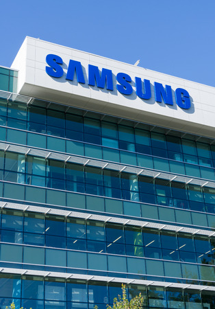SANTA CLARA, CA/USA - JULY 29, 2017: Samsung Corporate facility and logo. Samsung s a South Korean multinational conglomerate.のeditorial素材