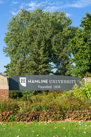 ST. PAUL, MN/USA - SEPTEMBER 22, Entrance Sign to the campus of Hamline University.