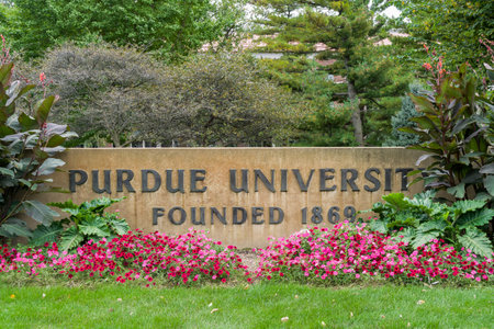 WEST LAFAYETTE, IN/USA - OCTOBER 22, 2017: Entrance Sign on the campus of the Purdue University.