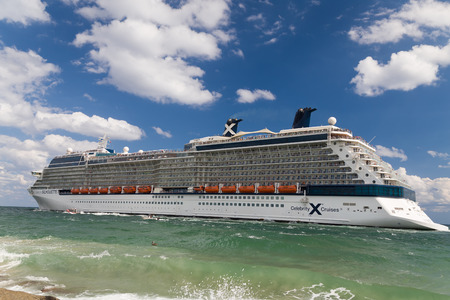FORT LAUDERDALE, FL/USA - APRIL 9, 2017: Celebrity Silhouette cruise ship. Celebrity Cruises is a premium cruise line which was founded in 1988 by the Greece-based Chandris Group.のeditorial素材